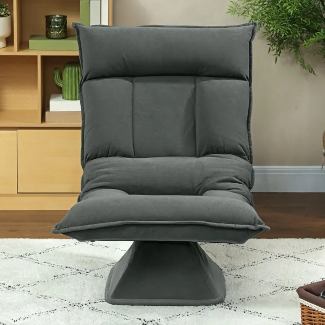 MODENUIT Bodenstoel 70 x 62 x 95 cm - 360° Draaibaar En 5-Voudig Verstelbare Rugleuning - Polyester Donkergrijs