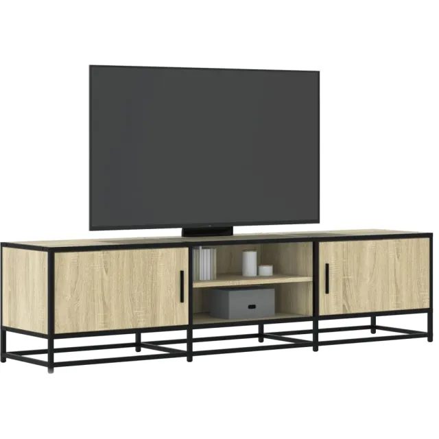 vidaXL Tv-meubel 160x35x41 cm bewerkt hout metaal sonoma eikenkleurig Bruin