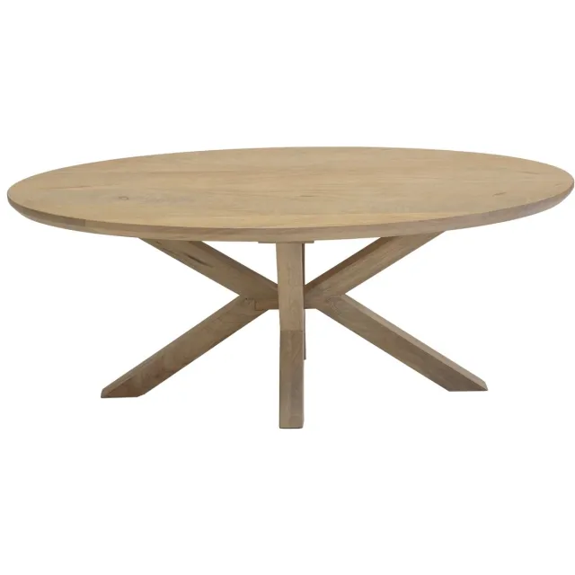 Giga Meubel Salontafel Onno Ovaal - Mangohout - Naturel - 120x60x47cm