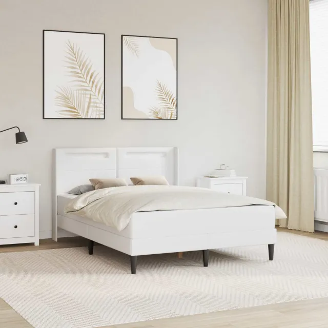 vidaXL Bedframe met matras Wit 140 x 200 cm Kunstleer