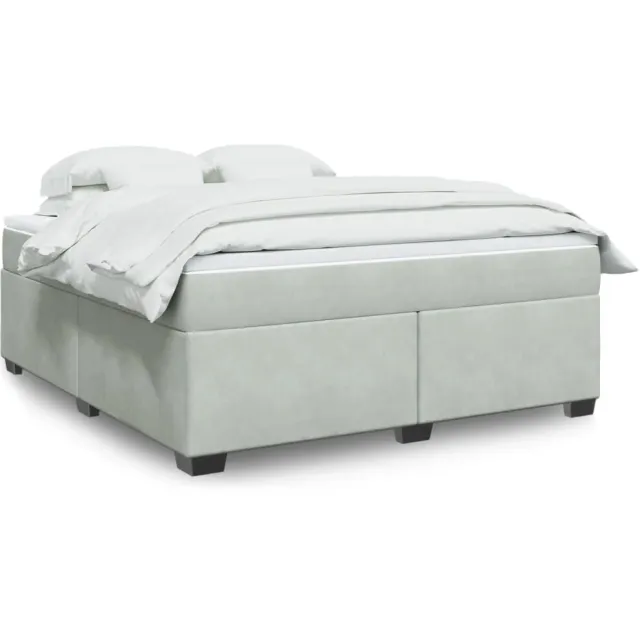 vidaXL Boxspring met matras fluweel lichtgrijs 180x200 cm grijs