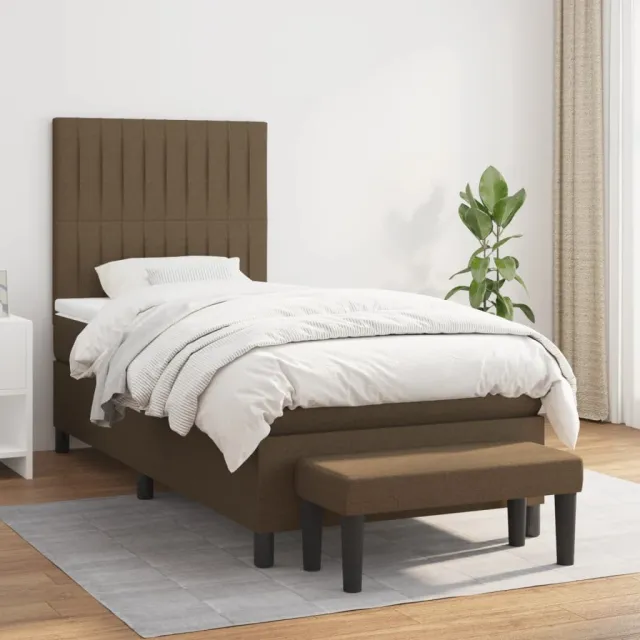 vidaXL Boxspring met matras stof donkerbruin 90x190 cm bruin