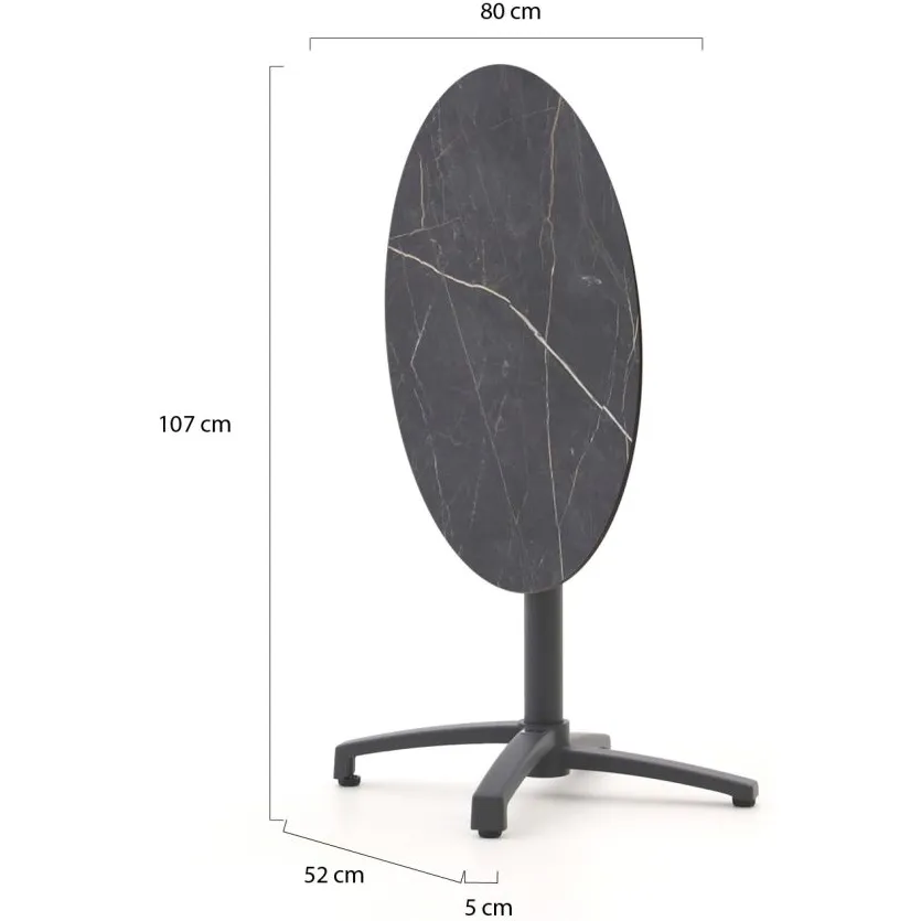 Bellagio tuinmeubelen Bellagio Canzo klaptafel ø80cm (h:73cm) grijs, foto 3