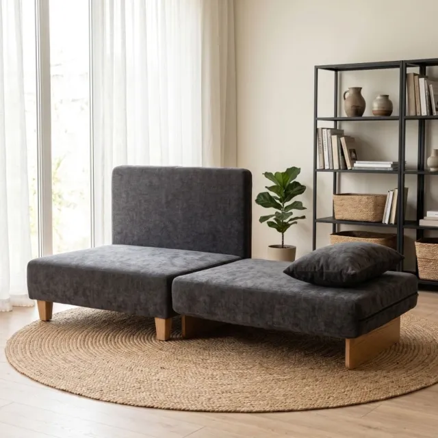 CHICFURN Slaapfauteuil - Uitklapbaar - Armleuningen - Donkergrijs