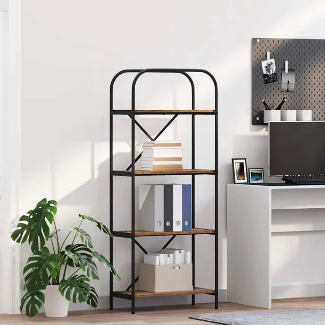 vidaXL Boekenkast 4-laags 60 x 30 x 146 cm Bewerkt hout Oudhout bruin, foto 2