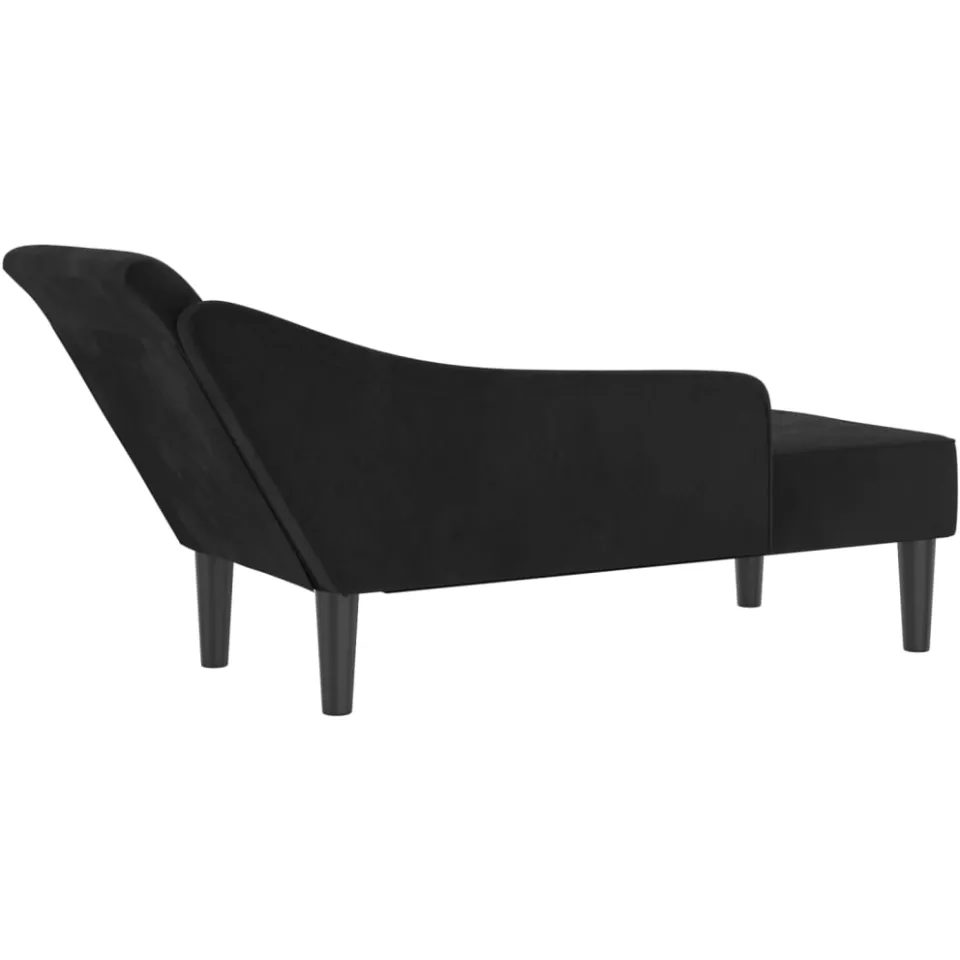 vidaXL Chaise longue met kussens fluweel zwart, foto 4