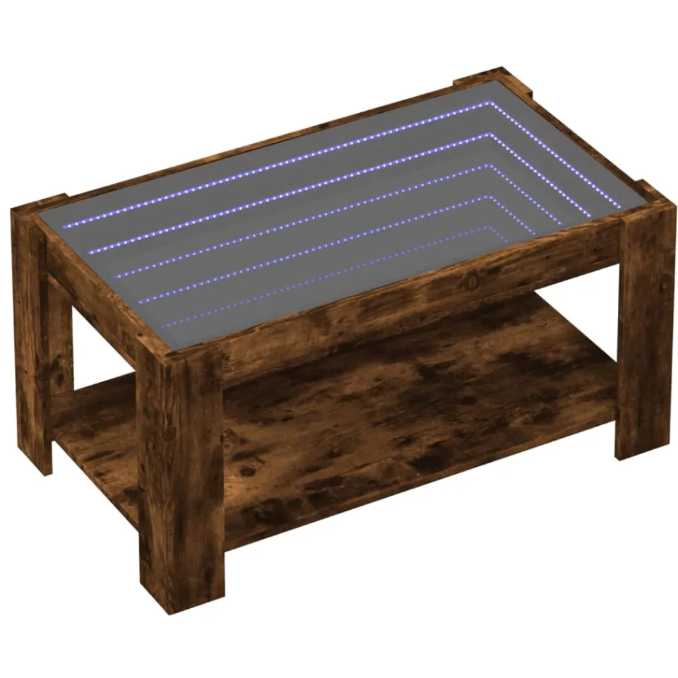 vidaXL Salontafel met LED 93x53x45 cm bewerkt hout gerookt eikenkleur Bruin
