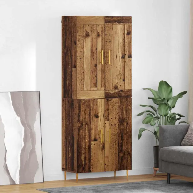 vidaXL Hoge kast Oud Hout 69,5 x 34 x 180 cm Bewerkt hout Bruin