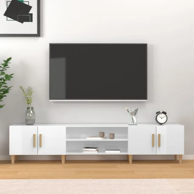 vidaXL Tv-meubel 180x31,5x40 cm bewerkt hout hoogglans wit, foto 2