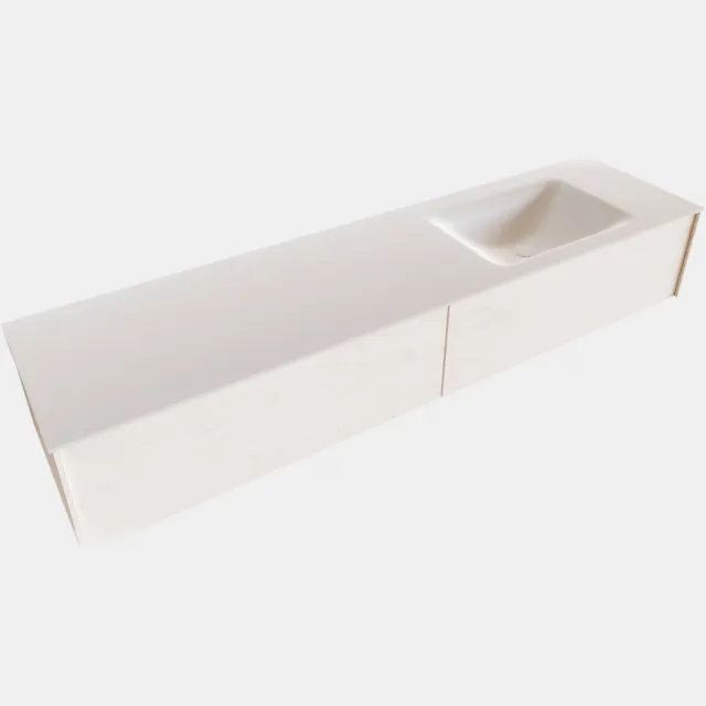 Boss & Wessing Badkamermeubel BWS Madrid Wit 180x45x30 cm Mat Witte Solid Surface Wastafel Rechts (2 lades, 0 kraangaten)
