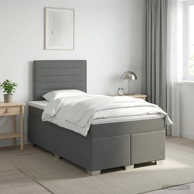 vidaXL Boxspringbed met matras Donkergrijs 120 x 190 cm Stof