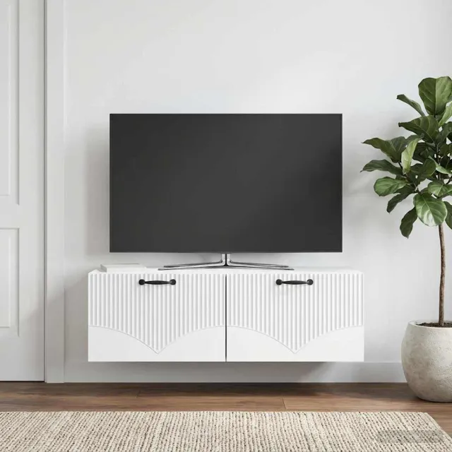 vidaXL Wandbeugel TV-kast Wit 98 x 31 x 30 cm Bewerkt hout