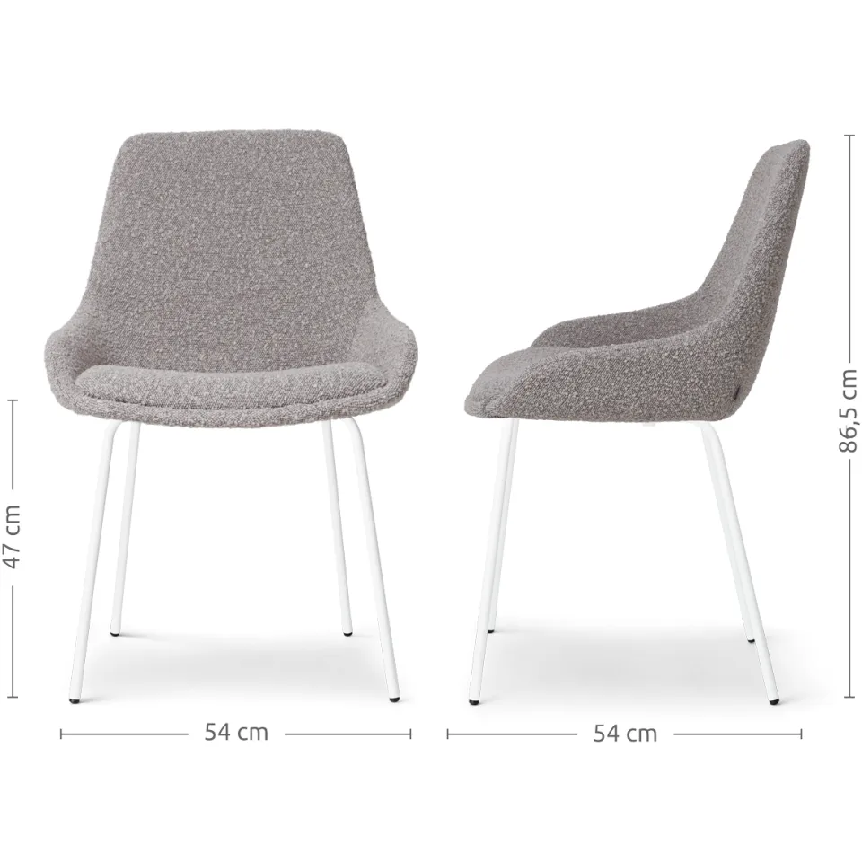 Nolon Nora-Isa eetkamerstoel bouclé taupe - wit onderstel, foto 3