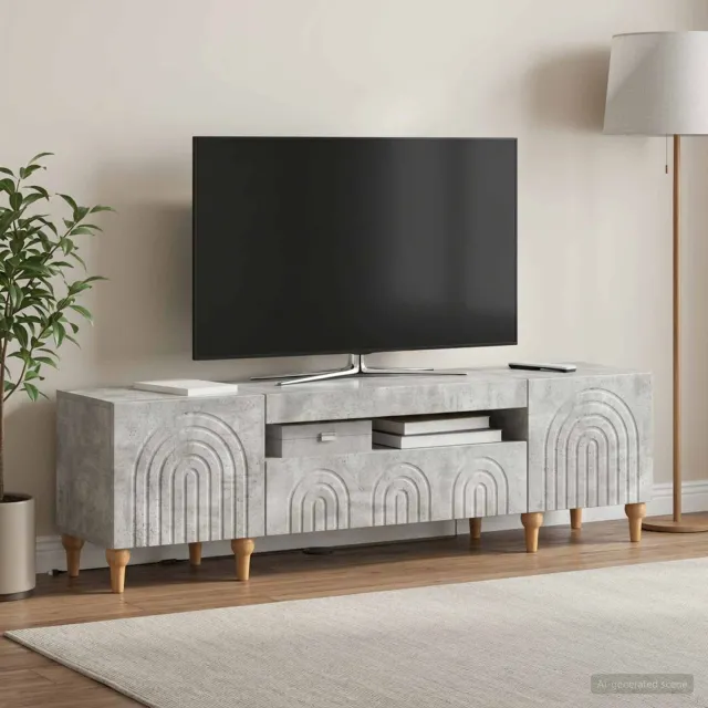vidaXL LED tv-meubel ALKMAAR 153 x 35 x 43 cm Betongrijs Bewerkt hout