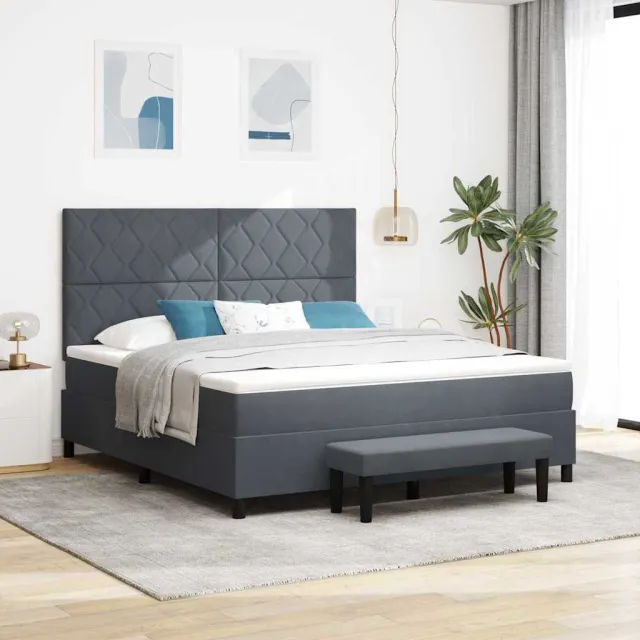 vidaXL Boxspring bed met hoofdeinde Donkergrijs 200 x 180 cm Fluweel