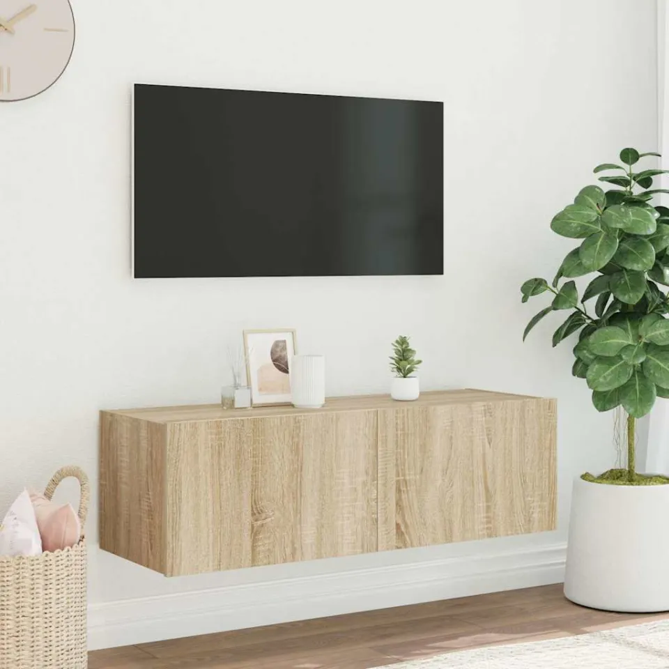 vidaXL Tv-wandmeubel met LED-verlichting 100x35x31 cm sonoma eiken, foto 4