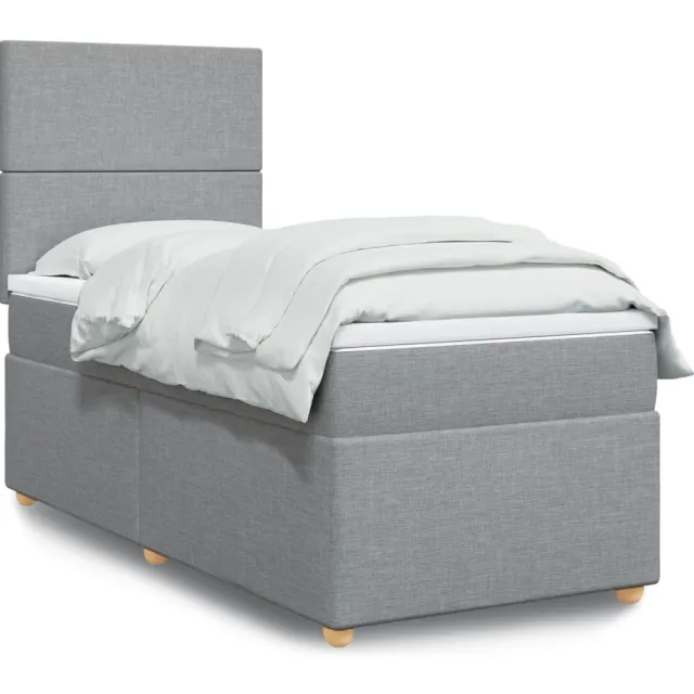 vidaXL Boxspring met matras stof lichtgrijs 80x200 cm grijs