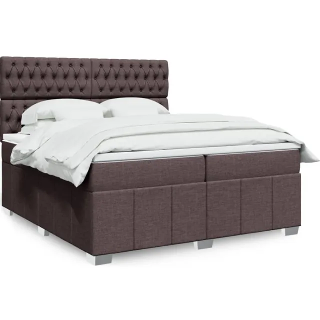 vidaXL Boxspring met matras stof donkerbruin 200x200 cm bruin