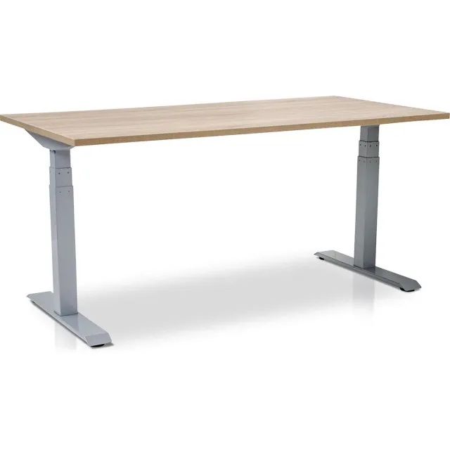Lineaflex MRC Zit-sta bureau elektrisch verstelbaar - MRC PRO-L 2.0 NEN-EN 527 | 180 x 80 cm | frame aluminium - blad midden eiken | memory functie met 4 standen | 150kg draagvermogen aluminium frame