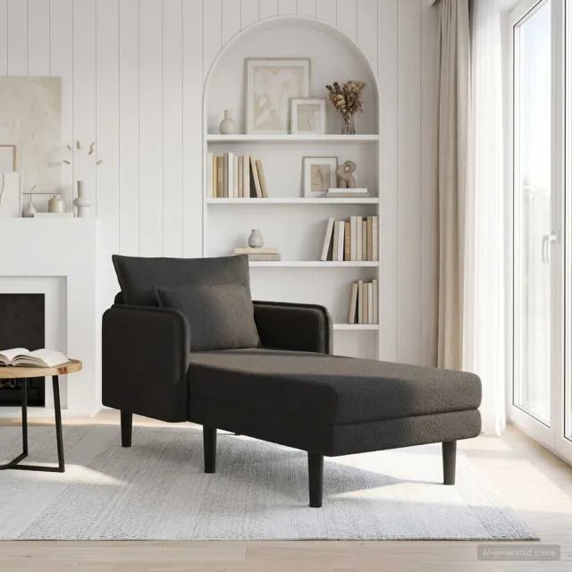 vidaXL Grote chaise longue Zwart Bouclé