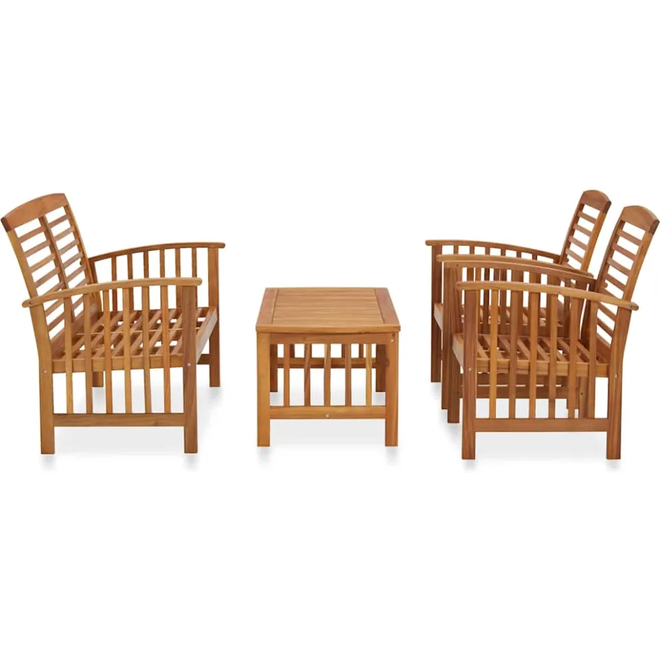 vidaXL 4-delige Loungeset massief acaciahout bruin, foto 2