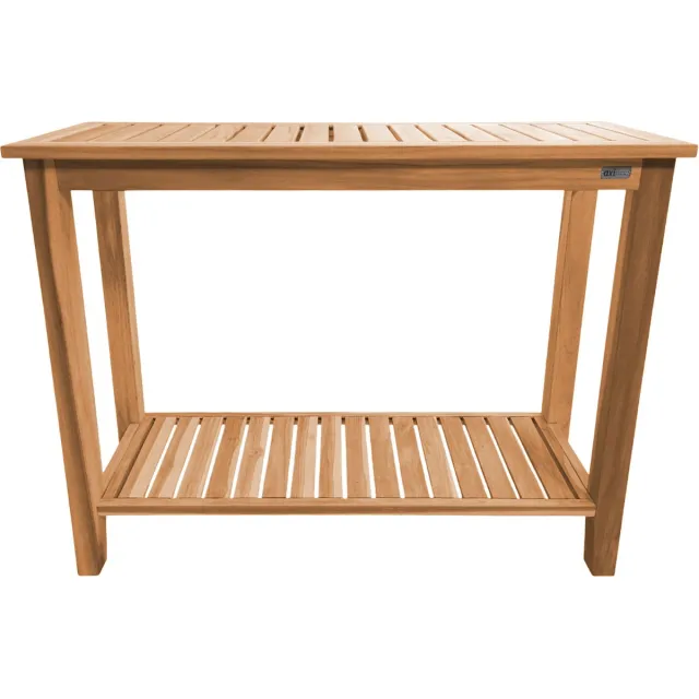 Axi Niah Teak Wandtafel – 120 cm – Houten tuintafel - 120 x 45 x 90 cm - 100% Teak – Met Plank voor Opbergruimte – Voor Binnen en Buiten Bruin