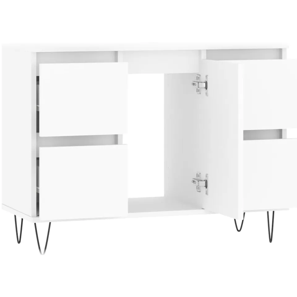 vidaXL Badkamerkast 80x33x60 cm bewerkt hout wit, foto 4