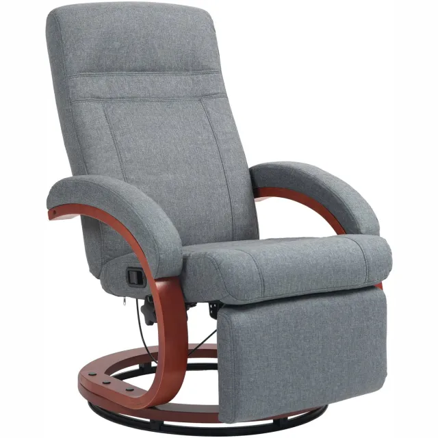Homona Relaxfauteuil met voetensteun - 360° draaibaar - Verstelbare rugleuning - 68 x 86 x 100 cm - Grijs