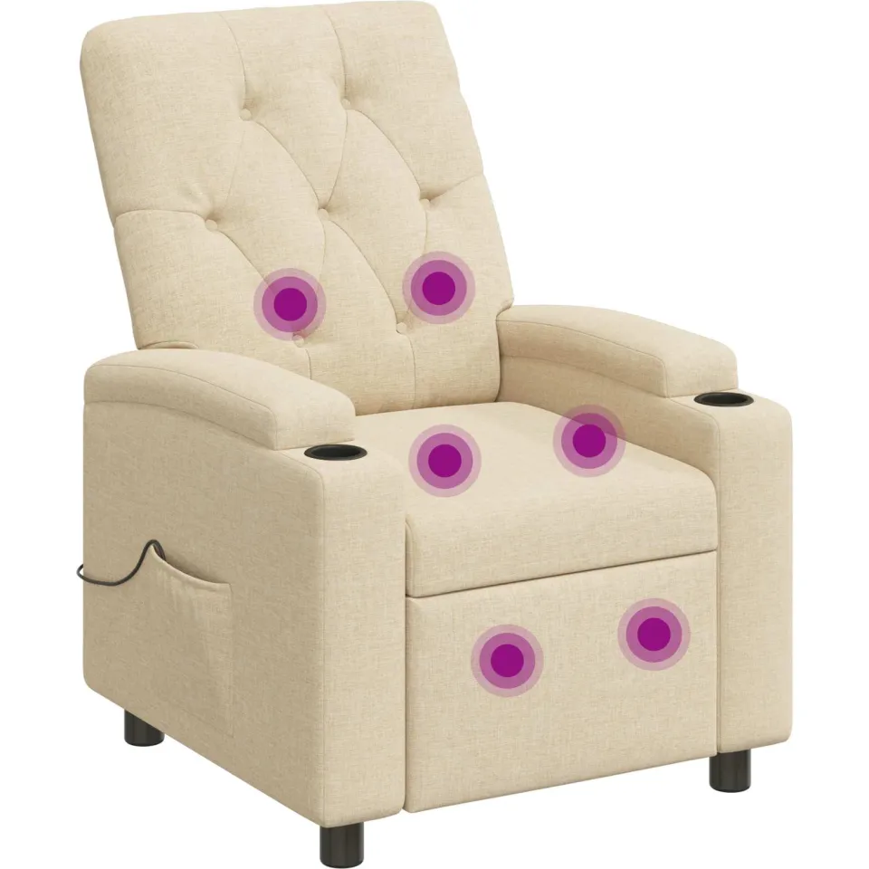 vidaXL Massage-relaxstoel Crèmekleurig 75 x 95 x 101 cm Stof