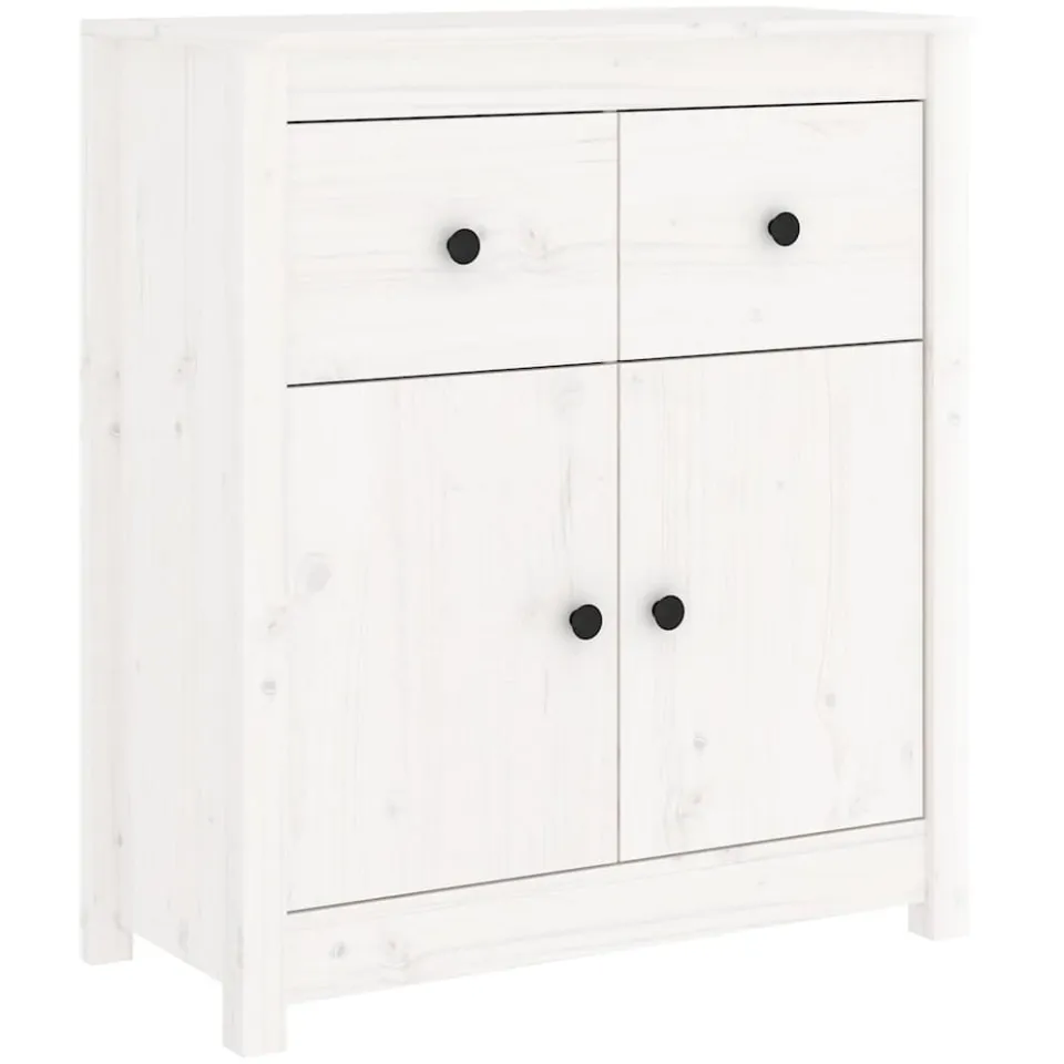vidaXL Dressoir 70x35x80 cm massief grenenhout wit, foto 3