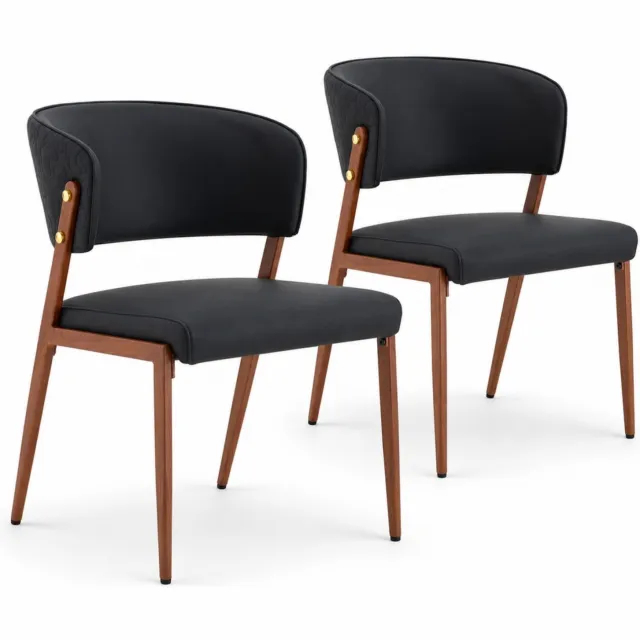 City long dragon LONG DRAGON - Eetkamerstoelen - Set van 2 - Zwart - Gepolsterde zitting en rugleuning