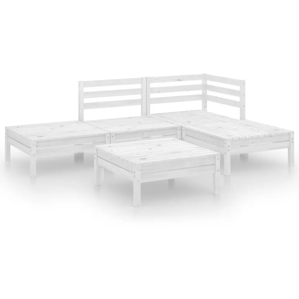 vidaXL 5-delige Loungeset massief grenenhout wit, foto 3