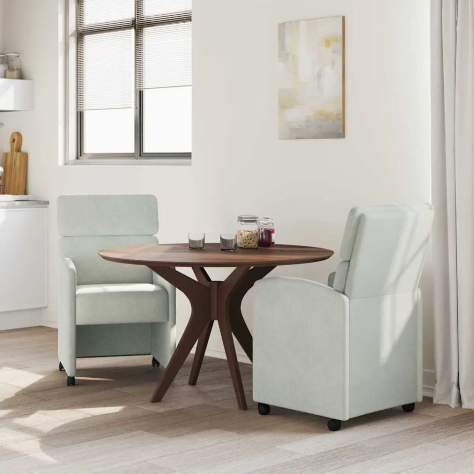 vidaXL Eetkamerstoelen met Wieltjes 2 st Fluweel Lichtgrijs, foto 2