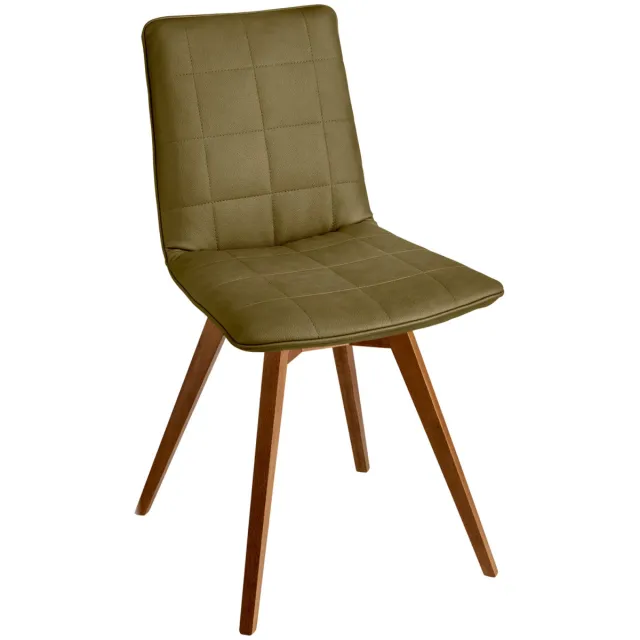 Vega 2x VEGA Stoel Milaria kunstleer, 2-delig; 60x51x88.5 cm (BxDxH); zitting olijf, frame walnoot; 2 set / verpakking