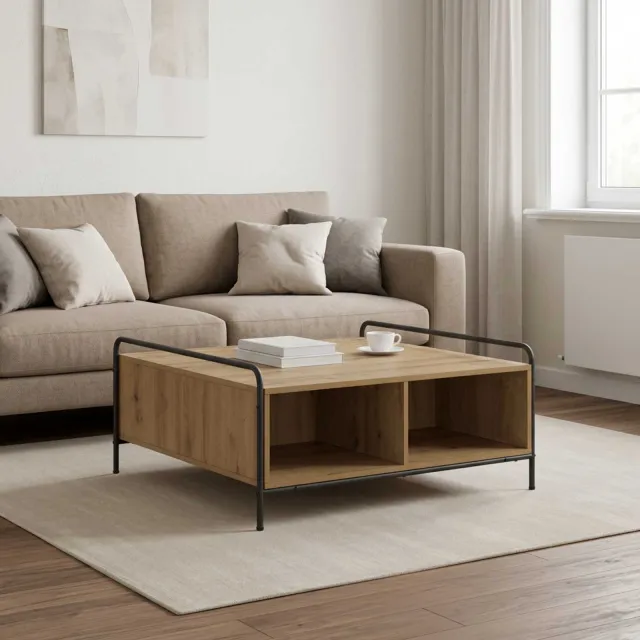 vidaXL Salontafel Artisanaal eiken 90 x 90 x 41 cm Bewerkt hout Bruin