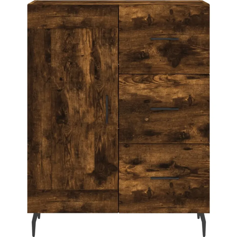 vidaXL Dressoir 69,5x34x90 cm bewerkt hout gerookt eikenkleurig