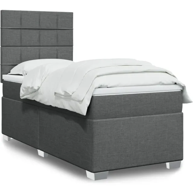 vidaXL Boxspring met matras stof donkergrijs 100x200 cm grijs