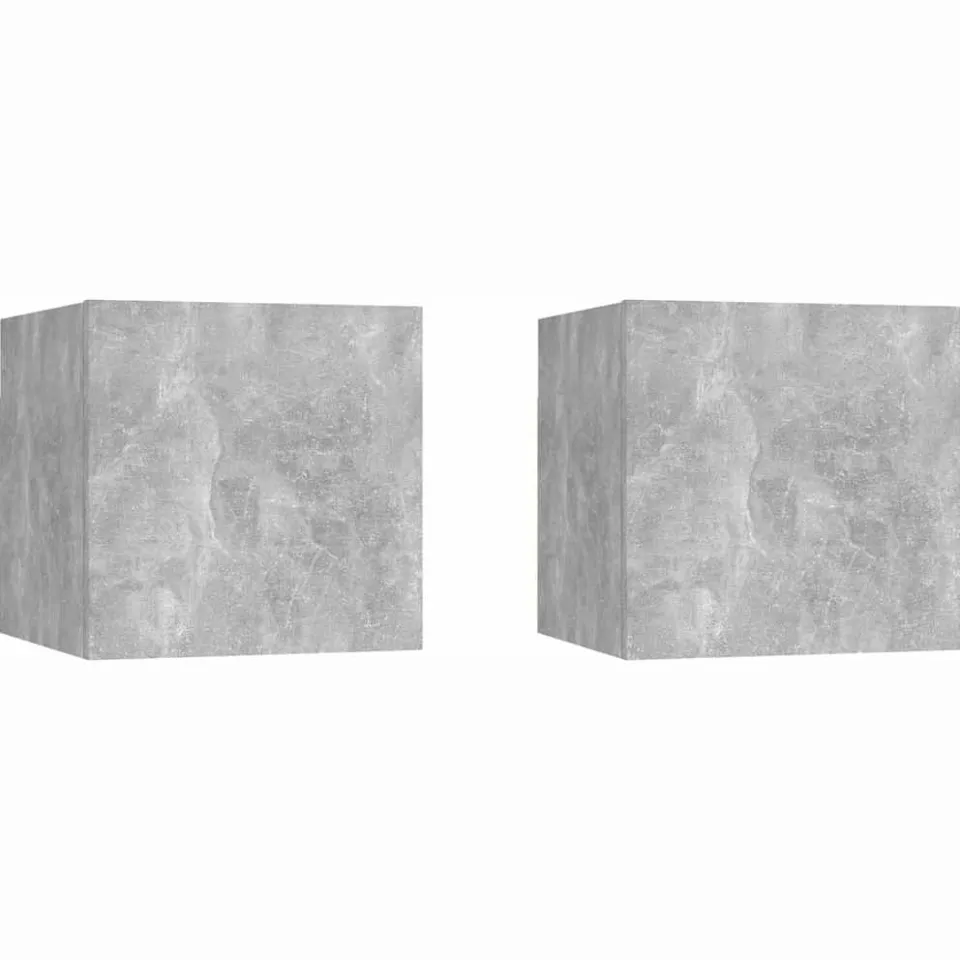vidaXL Nachtkastjes 2 st 30,5x30x30 cm bewerkt hout betongrijs
