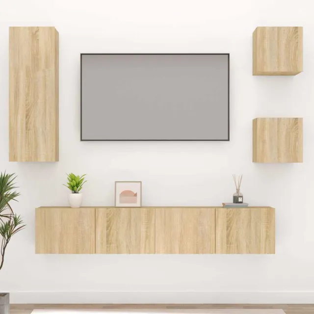 vidaXL 5-delige Tv-meubelset bewerkt hout sonoma eikenkleurig, foto 2