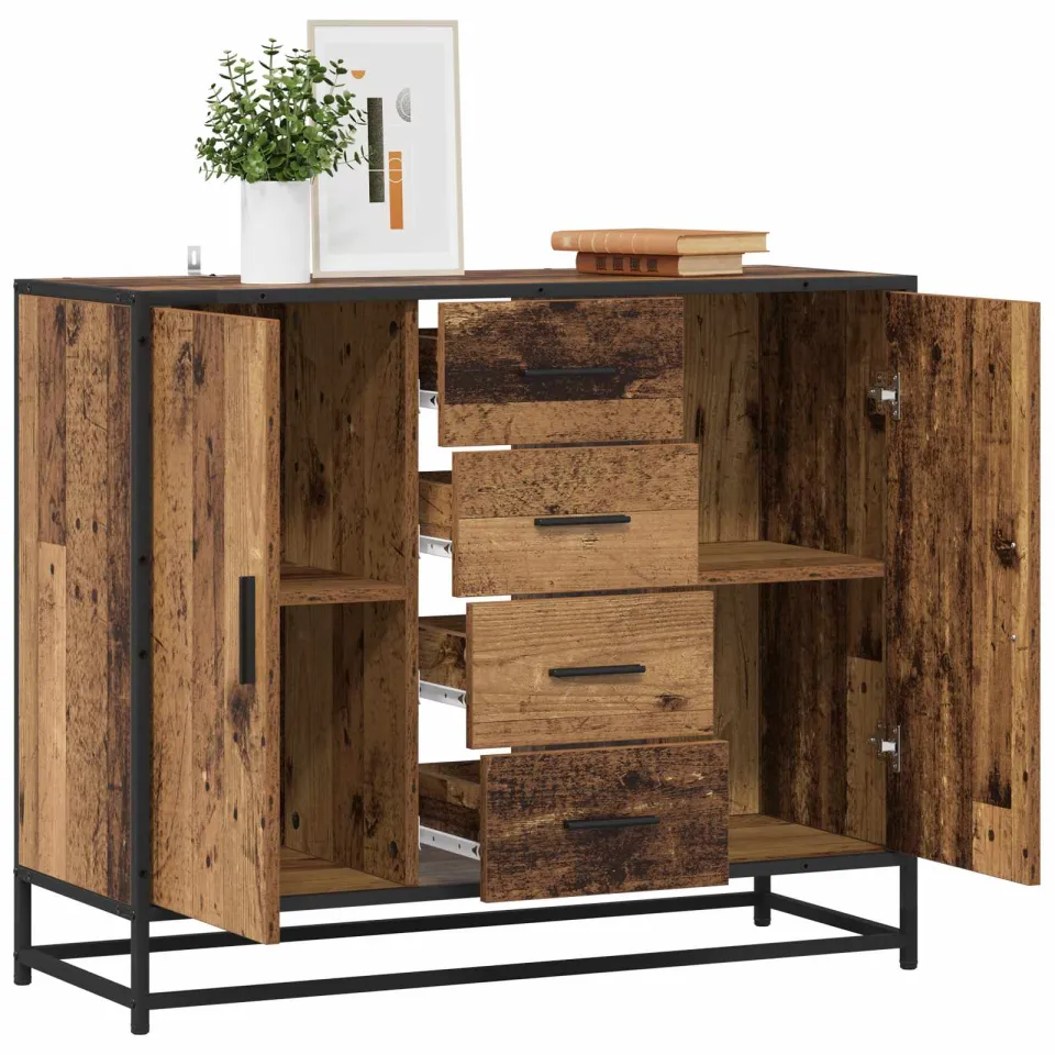vidaXL Dressoir Oud hout 92 x 35 x 76 cm Bewerkt hout Bruin