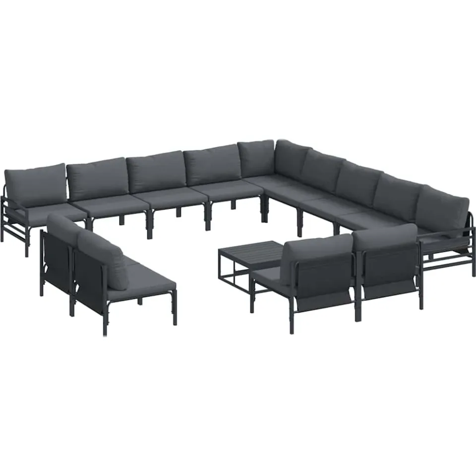 vidaXL Tuinbankenset 14 st Zwart Staal Anthraciet