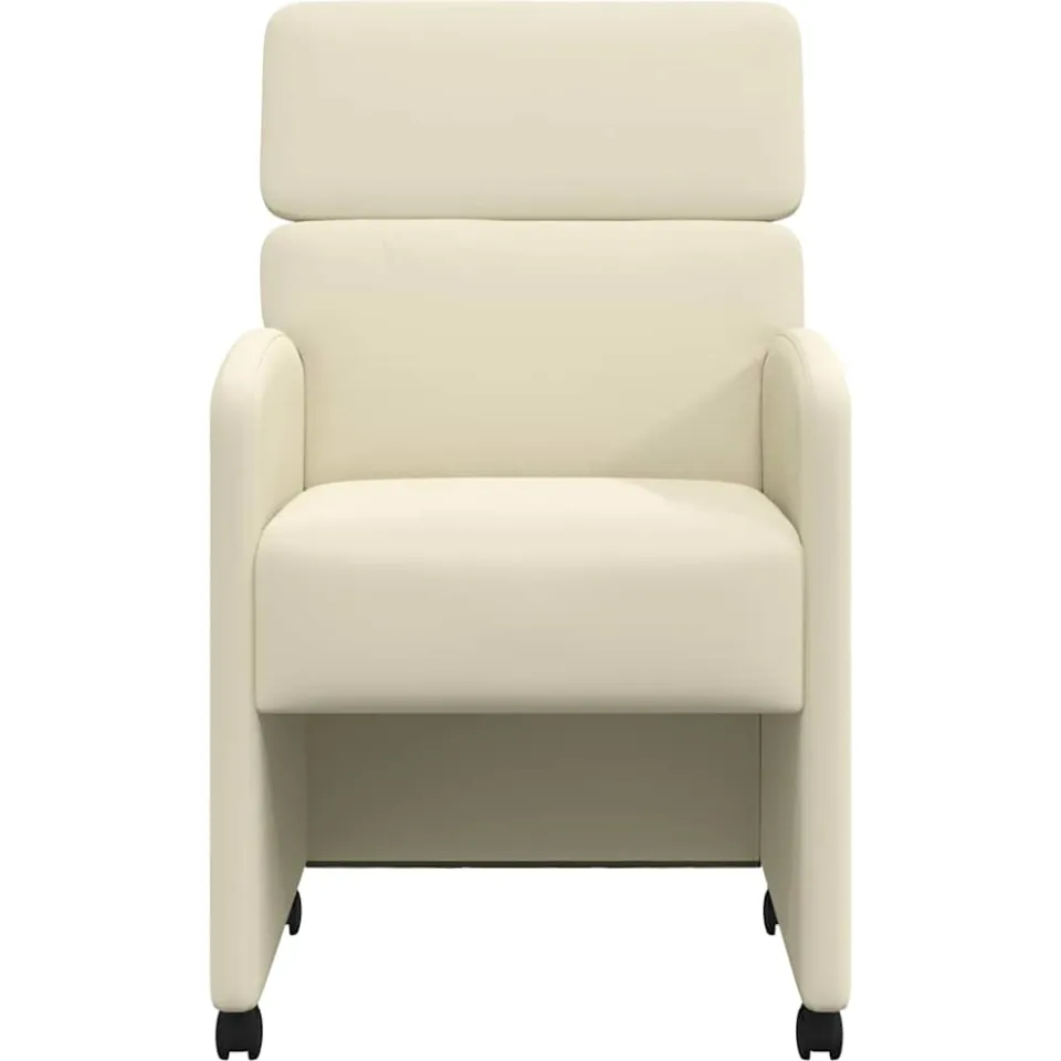 vidaXL Eetkamerstoelen met Wieltjes 2 st Kunstleer Crème, foto 4