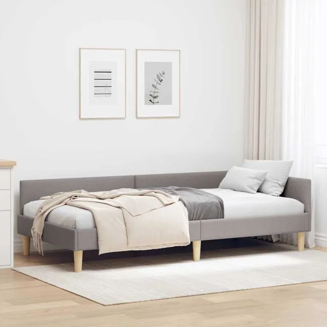 vidaXL Hoekbedframe Taupe 90 x 190 cm Stof