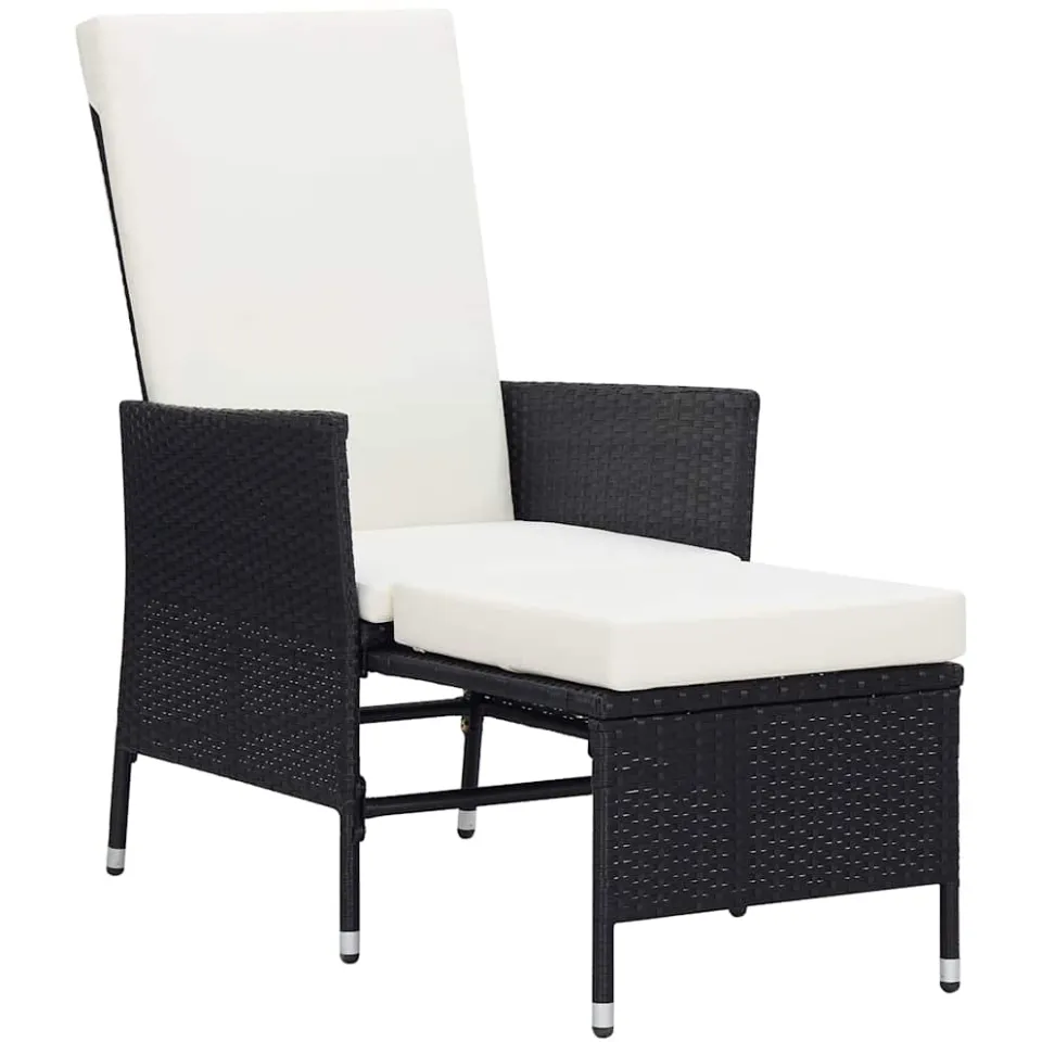 vidaXL 3-delige Loungeset met kussens poly rattan zwart, foto 3