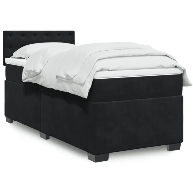 vidaXL Boxspring met matras fluweel zwart 80x200 cm