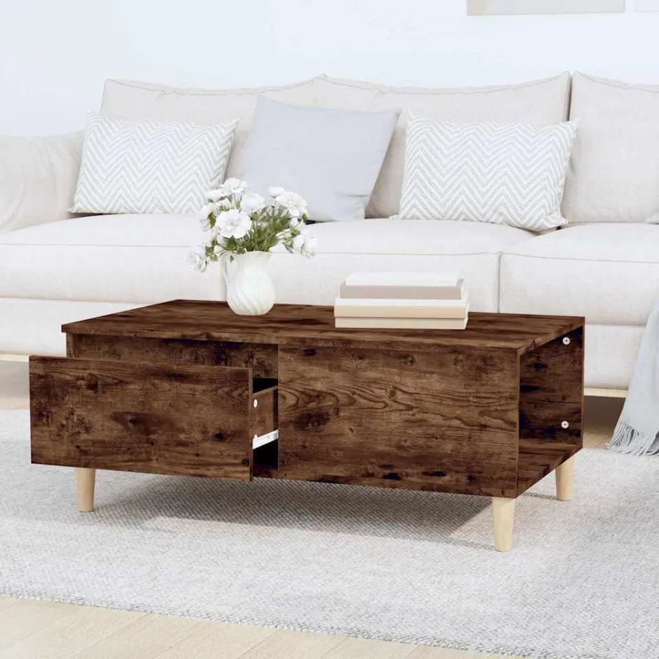 vidaXL Salontafel 90x50x36,5 cm bewerkt hout gerookt eikenkleurig