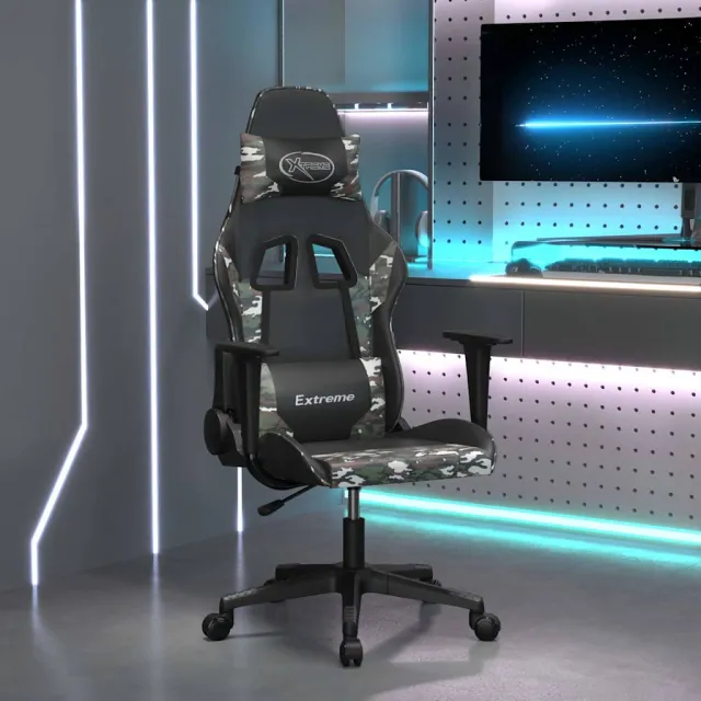 vidaXL Gamestoel kunstleer zwart en groen, foto 2