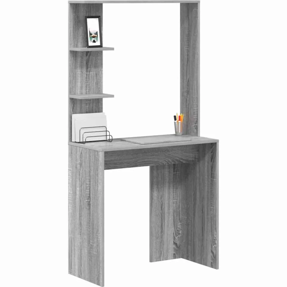 vidaXL Bureau Grijs Sonoma 78,5 x 37 x 154,5 cm Bewerkt hout