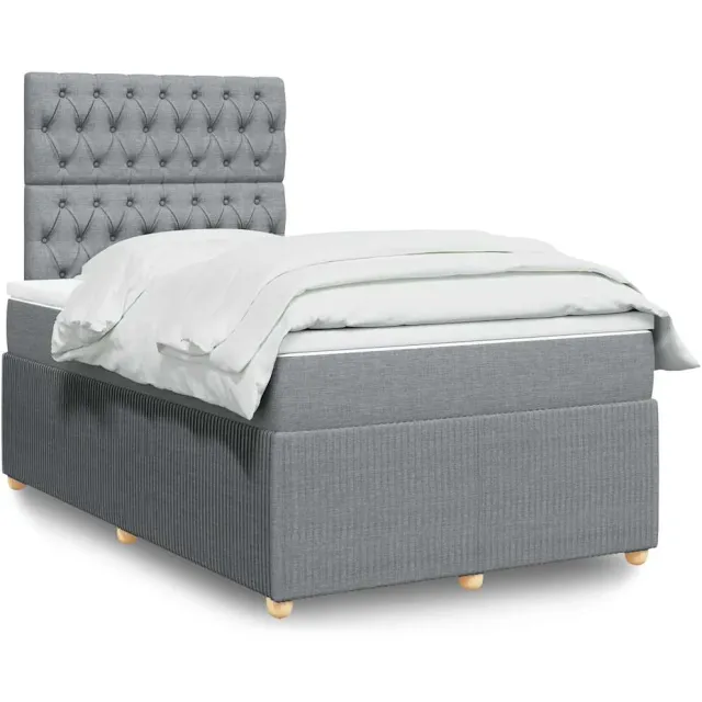 vidaXL Boxspring met matras stof lichtgrijs 120x200 cm grijs
