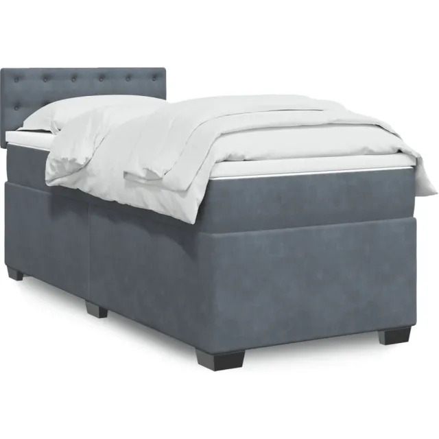 vidaXL Boxspring met matras fluweel donkergrijs 90x190 cm grijs